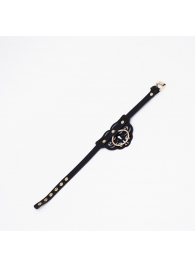 Черный чокер с клепками и золотистой фурнитурой - Crazy Handmade - купить с доставкой в Новокуйбышевске