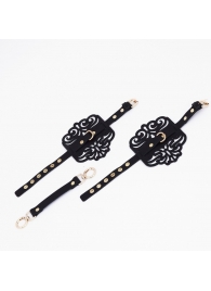 Черный фигурные оковы с золотистой фурнитурой - Crazy Handmade - купить с доставкой в Новокуйбышевске