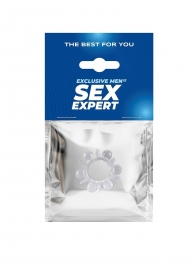 Прозрачное эрекционное кольцо с шариками и шипами - Sex Expert - в Новокуйбышевске купить с доставкой