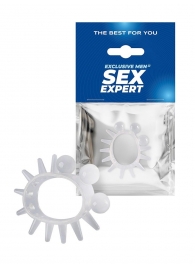 Эластичное эрекционное кольцо с шариками и лучами - Sex Expert - в Новокуйбышевске купить с доставкой