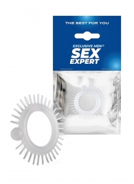 Эластичное эрекционное кольцо с шипиками и шариком - Sex Expert - в Новокуйбышевске купить с доставкой