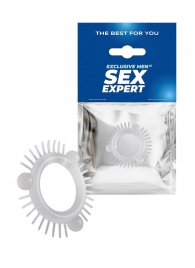 Эластичное эрекционное кольцо с 3 шариками и шипами - Sex Expert - в Новокуйбышевске купить с доставкой