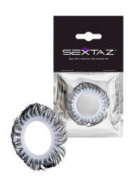 Эластичное эрекционное колечко с черными «ресничками» - Sextaz - в Новокуйбышевске купить с доставкой