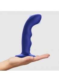 Синяя насадка-стимулятор Strap-On-Me Tapping Dildo Wave - Strap-on-me - купить с доставкой в Новокуйбышевске