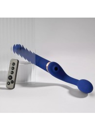 Синий безремневой страпон Multi Orgasm Bendable Strap-On size XL с клиторальной стимуляцией - Strap-on-me - купить с доставкой в Новокуйбышевске