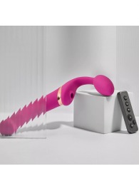 Ярко-розовый безремневой страпон Multi Orgasm Bendable Strap-On size L с клиторальной стимуляцией - Strap-on-me - купить с доставкой в Новокуйбышевске