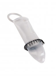 Закрытая насадка на пенис с подхватом мошонки и стимулирующими «ресничками» - Sextaz - в Новокуйбышевске купить с доставкой