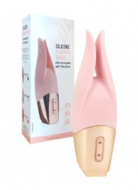 Нежно-розовый мини-вибратор с раздвоенным кончиком - 12,3 см. - Erokay