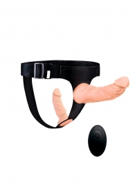 Женский страпон с 2 насадками, вибрацией и пультом ДУ - Erowoman-Eroman - купить с доставкой в Новокуйбышевске