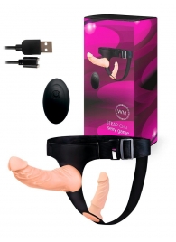 Женский страпон с 2 насадками, вибрацией и пультом ДУ - Erowoman-Eroman - купить с доставкой в Новокуйбышевске