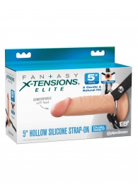Телесный пустотелый фаллопротез 5’’ Hollow Silicone Strap-On - 14 см. - Pipedream - купить с доставкой в Новокуйбышевске