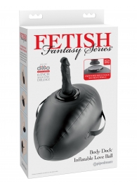 Черный надувной мяч с платформой для фиксации дилдо Body Dock Inflatable Love Ball - Pipedream - купить с доставкой в Новокуйбышевске