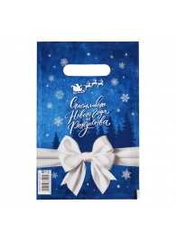 Сине-белый подарочный новогодний пакет с вырубной ручкой (20х30 см) - Сима-Ленд - купить с доставкой в Новокуйбышевске