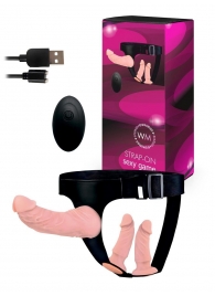 Женский страпон с 3 насадками и вибрацией - Erowoman-Eroman - купить с доставкой в Новокуйбышевске