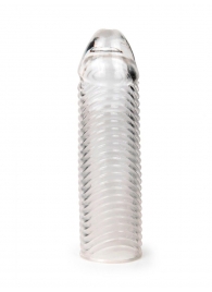 Прозрачная закрытая насадка на пенис с ребрышками - 16 см. - Sex Expert - в Новокуйбышевске купить с доставкой