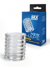 Прозрачная сквозная насадка на пенис с ребрышками - Sex Expert - в Новокуйбышевске купить с доставкой