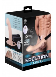 Телесный полый страпон с вибрацией Erection Agents - 24,1 см. - NMC - купить с доставкой в Новокуйбышевске