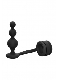 Черное эрекционное кольцо с анальной елочкой Cockring With Beaded Anal Plug - Dream Toys - в Новокуйбышевске купить с доставкой