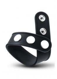 Черное эрекционное кольцо на кнопках - Blush Novelties - в Новокуйбышевске купить с доставкой