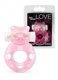 Розовое эрекционное виброкольцо в форме мишки - 1137 - в Новокуйбышевске купить с доставкой