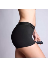 Черные трусики-боксеры для фиксации насадок Strap-on-me Harness Lingerie Allure - size M - Strap-on-me - купить с доставкой в Новокуйбышевске