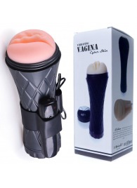 Телесный мастурбатор-вагина в черной колбе с вибрацией - Boys of Toys - в Новокуйбышевске купить с доставкой