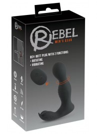 Черная анальная пробка с вибрацией, вращением и пультом ДУ RC Butt Plug with 2 Functions - Orion - в Новокуйбышевске купить с доставкой