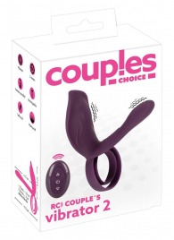 Фиолетовая насадка на член с клиторальным отростком и пультом ДУ RC Couple’s Vibrator 2 - Orion - в Новокуйбышевске купить с доставкой