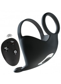 Черная вибронасадка для эрекции и стимуляции мошонки Cock ring with RC ball massager - Orion - в Новокуйбышевске купить с доставкой