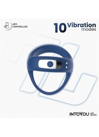 Синее интерактивное эрекционное виброкольцо Rank - Intoyou - в Новокуйбышевске купить с доставкой