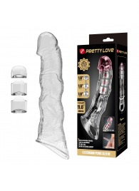 Прозрачный фаллоудлинитель с 3 вставками - 28 см. - Baile - в Новокуйбышевске купить с доставкой