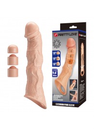 Телесный фаллоудлинитель с 3 вставками - 28 см. - Baile - в Новокуйбышевске купить с доставкой