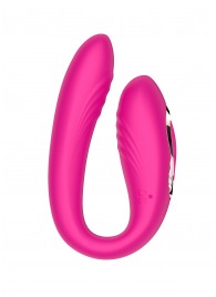 Розовый U-образный вибратор с вращающейся вагинальной частью - Secwell