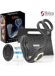 Черная анальная пробка с вращением и эрекционными кольцами - Ibiza - в Новокуйбышевске купить с доставкой