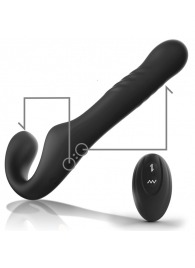 Черный безремневой страпон с вибрацией и возвратно-поступательными движениями - 24 см. - Ibiza - купить с доставкой в Новокуйбышевске