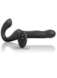 Черный безремневой страпон с вибрацией и возвратно-поступательными движениями - 24 см. - Ibiza - купить с доставкой в Новокуйбышевске