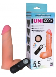 Фаллическая насадка Харнесс UNICOCK 5,5  с вибрацией - 17 см. - LOVETOY (А-Полимер) - купить с доставкой в Новокуйбышевске