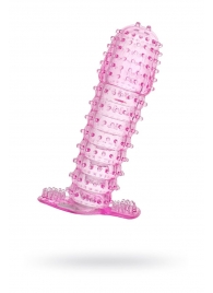 Гелевая розовая насадка с шипами - 12 см. - Toyfa Basic - в Новокуйбышевске купить с доставкой