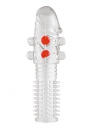 Гелевая прозрачная насадка с шариками и шипами - 14 см. - Toyfa Basic - в Новокуйбышевске купить с доставкой