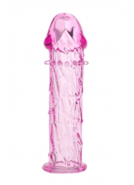 Гладкая розовая насадка с усиками под головкой - 12,5 см. - Toyfa Basic - в Новокуйбышевске купить с доставкой