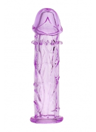 Гладкая фиолетовая насадка с усиками под головкой - 12,5 см. - Toyfa Basic - в Новокуйбышевске купить с доставкой