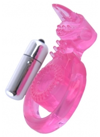 Розовая вибронасадка со стимулятор клитора   Язычок - Toyfa Basic - в Новокуйбышевске купить с доставкой