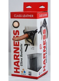 Насадка-фаллоимитатор на кожаных трусиках Harness Ultra Realistic 7  - 18 см. - LOVETOY (А-Полимер) - купить с доставкой в Новокуйбышевске