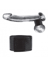 Чёрная утяжка на мошонку 1  Velcro Ball Stretcher - BlueLine - купить с доставкой в Новокуйбышевске