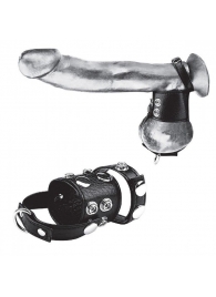 Утяжка на пенис и мошонку Cock Ring With 1.5  Ball Stretcher And Optional Weight Ring - BlueLine - купить с доставкой в Новокуйбышевске