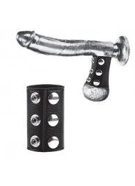 Чёрная утяжка на кнопках 100% PVC STRAP WITH METAL SNAP - BlueLine - купить с доставкой в Новокуйбышевске