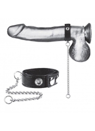 Утяжка на пенис с поводком Snap Cock Ring With 12  Leash - BlueLine - купить с доставкой в Новокуйбышевске