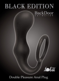 Чёрное эрекционное кольцо с анальной пробкой Double Pleasure Anal Plug - Lola Games - в Новокуйбышевске купить с доставкой