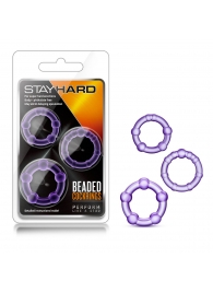 Набор из 3 фиолетовых эрекционных колец Stay Hard Beaded Cockrings - Blush Novelties - в Новокуйбышевске купить с доставкой