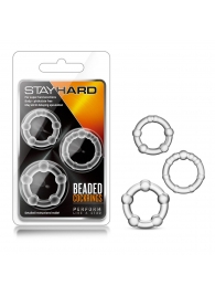 Набор из 3 прозрачных эрекционных колец Stay Hard Beaded Cockrings - Blush Novelties - в Новокуйбышевске купить с доставкой